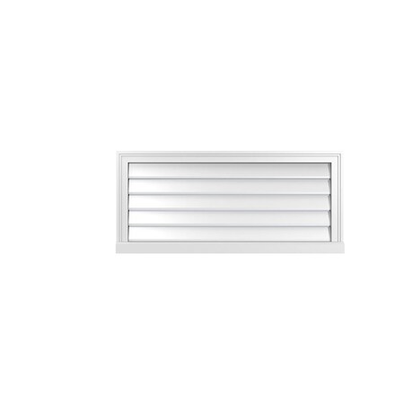 Ekena Millwork Vertical Surface Mount PVC Gable Vent: Functional, w/ 2"W x 2"P Brickmould Sill Frame, 40"W x 18"H GVPVE40X1803SF